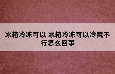 冰箱冷冻可以 冰箱冷冻可以冷藏不行怎么回事